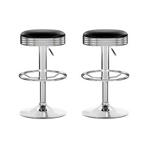 Artiss Set of 2 Backless PU Leather Bar Stools – Black and Chrome