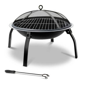Fire Pit BBQ Charcoal Smoker Portable Outdoor Camping Pits Patio Fireplace 22″