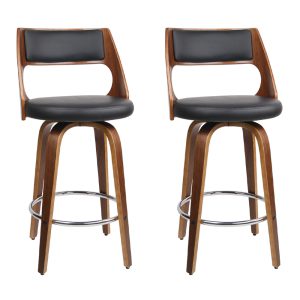 Artiss Set of 2 Wooden Bar Stools – Black