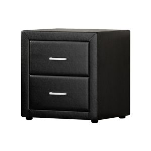 Artiss Bedside Table 2 Drawers Leather – CADEN Black