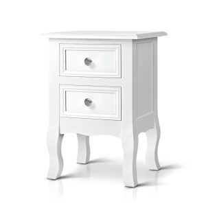 Artiss Bedside Table 2 Drawers – BISSET White