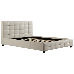 Double PU Leather Deluxe Bed Frame White