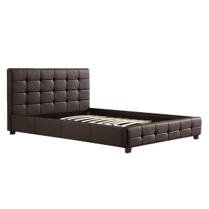 Queen PU Leather Deluxe Bed Frame Brown