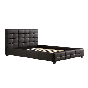 Queen PU Leather Deluxe Bed Frame Black
