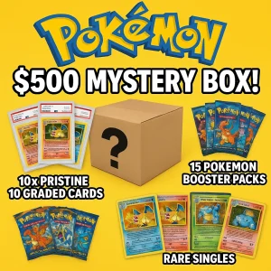 $500 pokemon mystery box: 10 pristine 10 graded cards – 15 packs – rare singles!