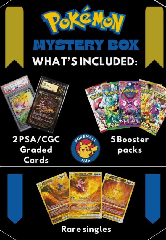 Pokemon Mystery Box with 2 PSA/CGC Graded Cards, 5 Booster Packs, Plus Rare Singles - Image 3