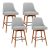 Artiss 4x Bar Stools Swivel Seat Wooden Grey